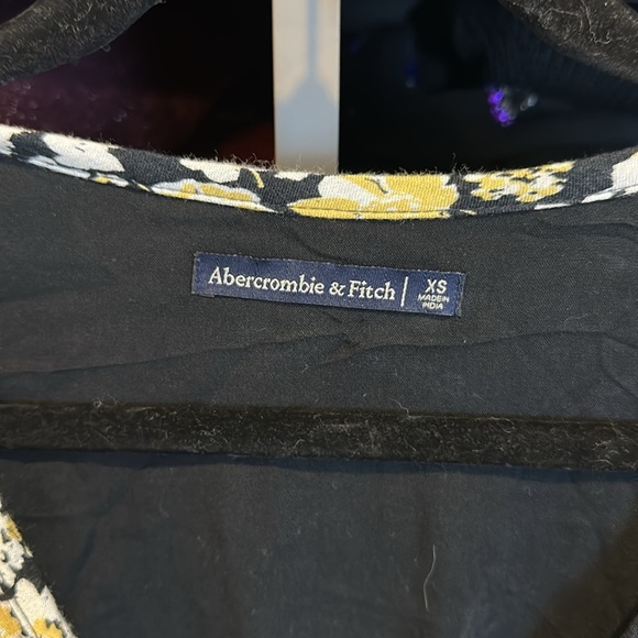 Abercrombie & Fitch black/yellow/white cut out front tie hi low midi dress XS - Picture 2 of 3